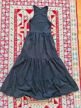 J. Crew Black Sleeveless Tiered Maxi Dress